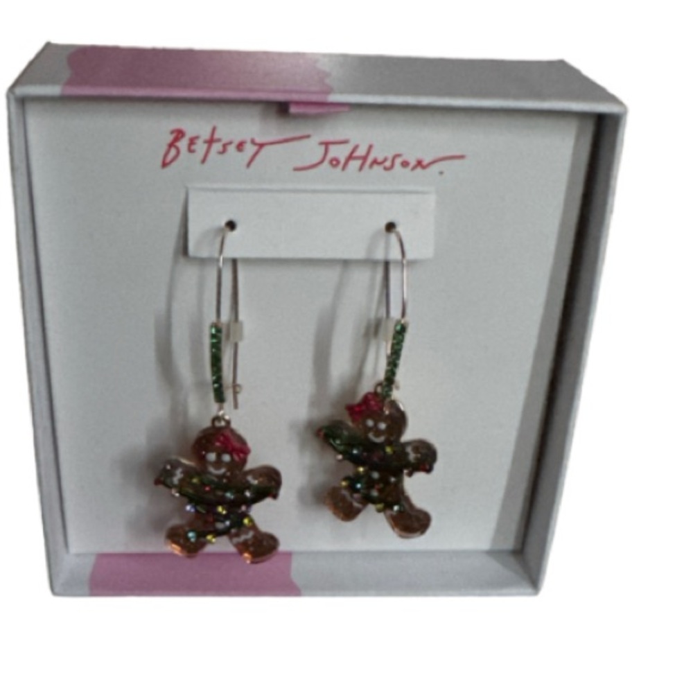 Betsey Johnson Festive Gingerbread Earrings - Brown and Red